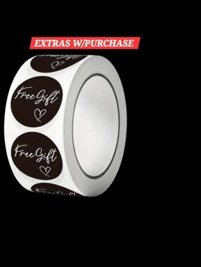 500ct. Roll of "Free Gift" Stickers - Black & White Bonus 3 Random Polymailers